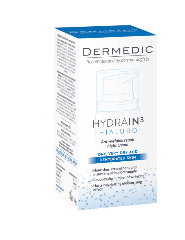 DERMEDIC HYDRAIN 3 HIALURO Naprawczy krem przeciwzmarszczkowy na noc 55 ml