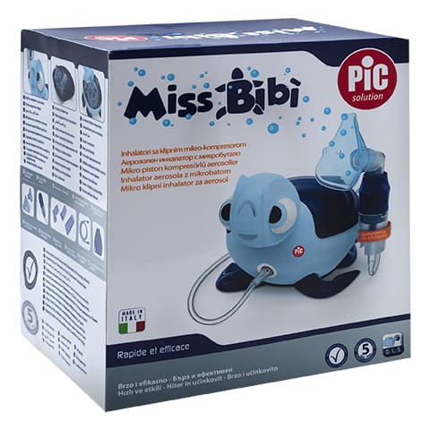 PIC Inhalator tłokowy mikrokompresorowy dziecięcy Żółwik Miss Bibi