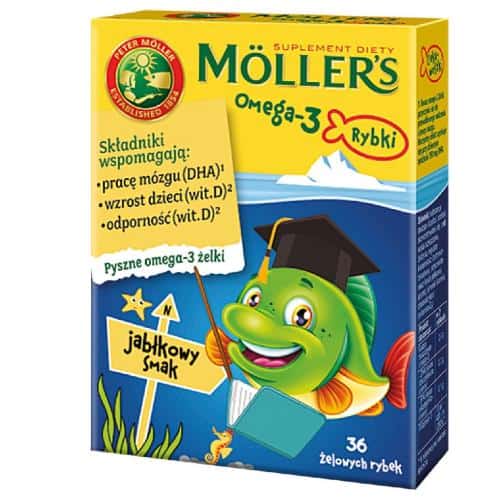 MOLLER’S OMEGA 3 Żelki rybki jabłkowe 36 żelek