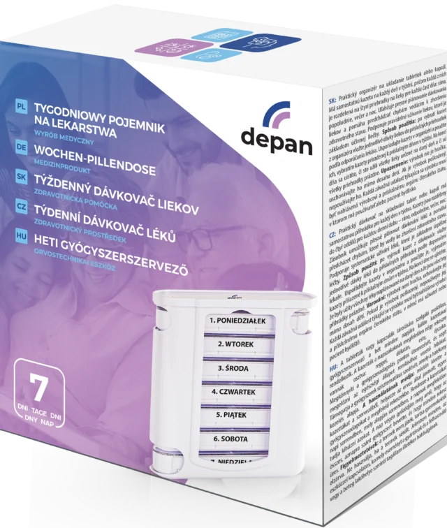 DEPAN Pojemnik tygodniowy na lekarstwa – prostokątny stojący