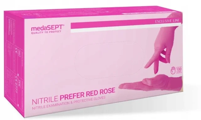 MEDASEPT Rękawiczki nitrylowe NITRILE PREFER RED ROSE 100 sztuk