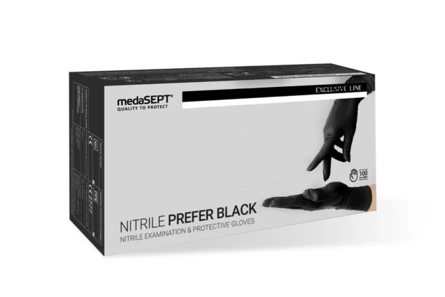 MEDASEPT Rękawiczki nitrylowe NITRILE PREFER BLACK 100 sztuk