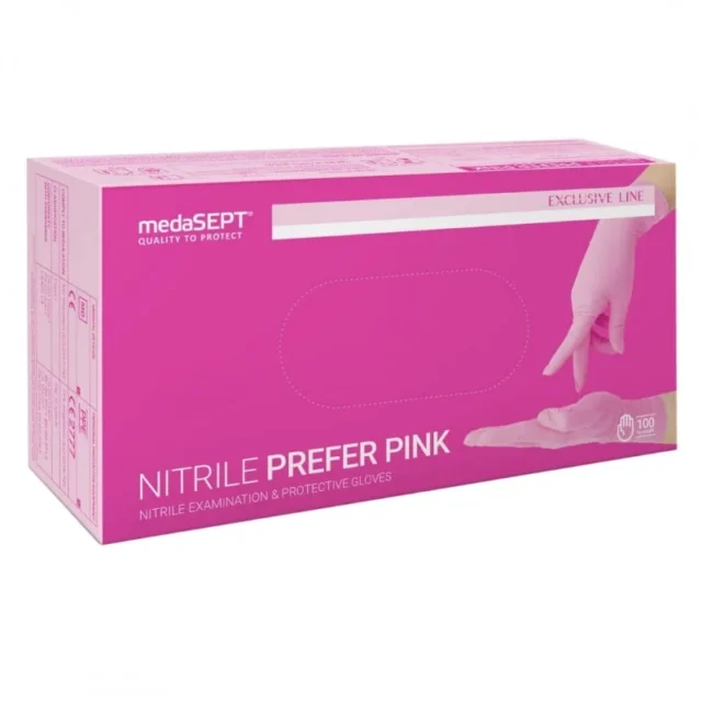 MEDASEPT Rękawiczki nitrylowe NITRILE PREFER PINK 100 sztuk