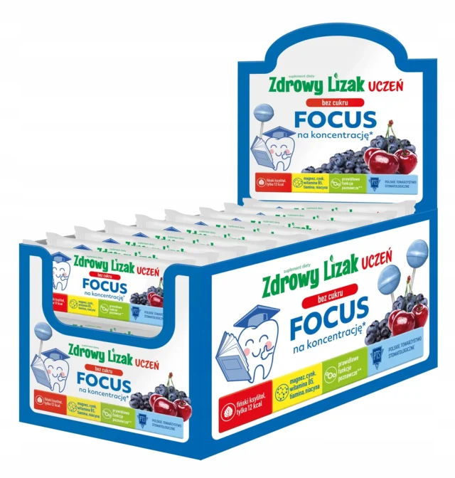 STARPHARMA Zdrowy lizak UCZEŃ FOCUS o smaku wiśnia i jagoda