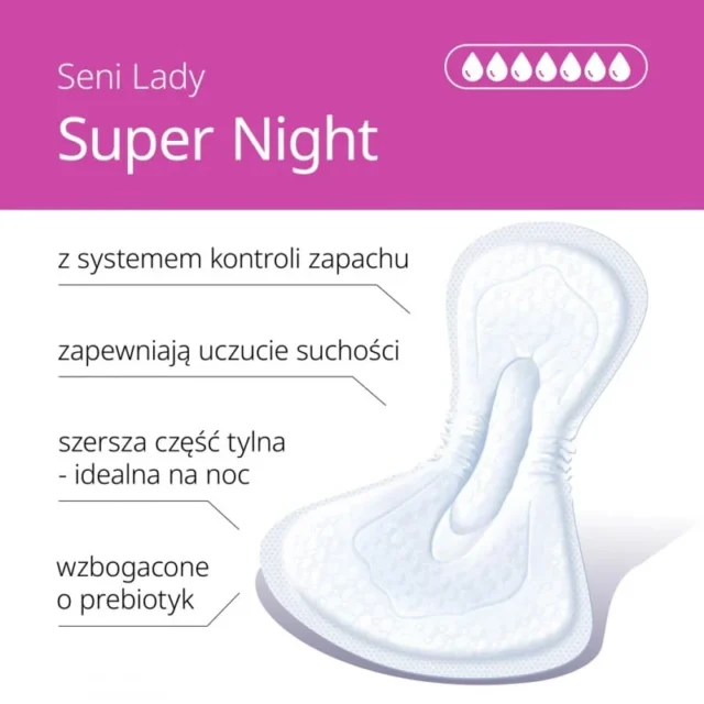 SENI Wkładki urologiczne dla kobiet LADY SUPER NIGHT 12 sztuk