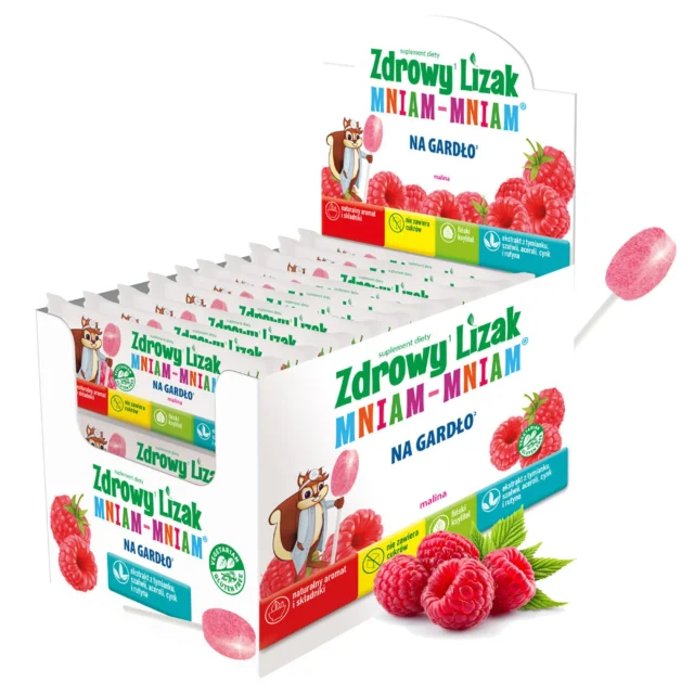 STARPHARMA Zdrowy lizak MNIAM-MNIAM NA GARDŁO MALINA