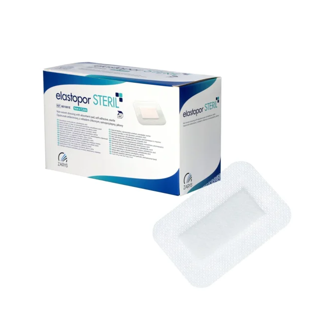 ZARYS Opatrunek włókninowy z wkładem chłonnym, samoprzylepny jałowy ELASTOPOR STERIL 5cmx7,2cm 100 sztuk