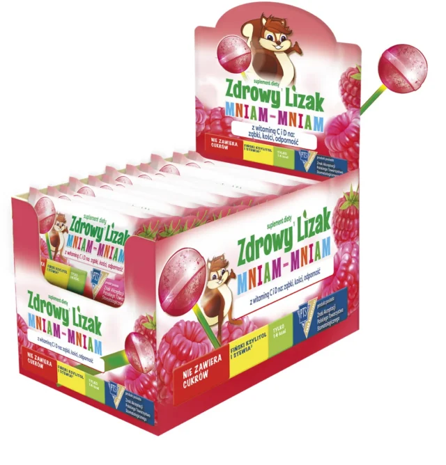STARPHARMA Zdrowy lizak na ząbki, kości i odporność MNIAM-MNIAM MALINA