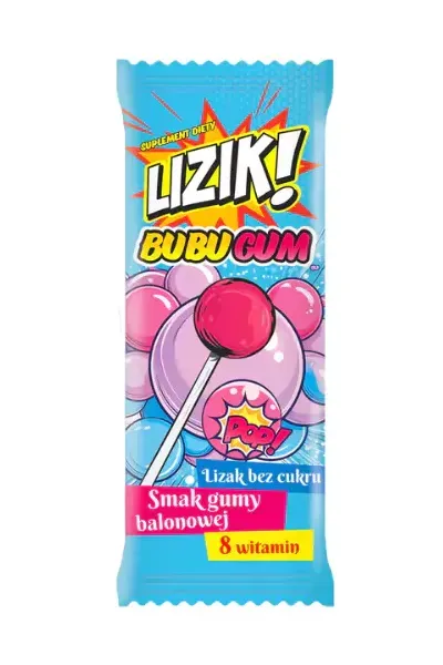 STARPHARMA Lizak bez cukru o smaku gumy balonowej LIZIK! BUBUGUM