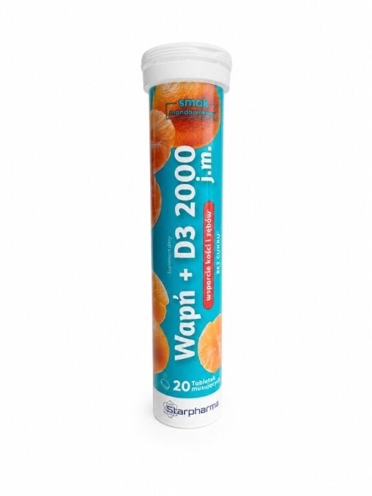 STARPHARMA WAPŃ + D3 2000 j.m. 20 tabletek musujących
