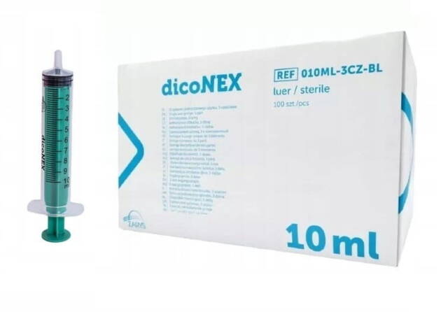 ZARYS Strzykawka 3-częściowa Luer DICONEX 10 ml 100 sztuk